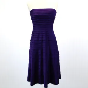 Adrianna Papell Womens 6 Cocktail Dress‎ Layered Ruffle Purple Strapless Prom thumbnail 3