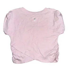 FP Movement Crop Top Womens Medium Pink Excellent Puff Sleeve Crossover Hem thumbnail 3