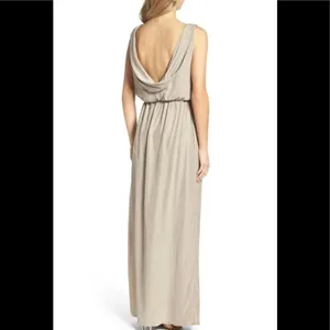 Natalie Deayala drape back silk column dress. NWT Tan thumbnail 4