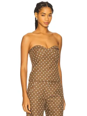 Amanda Uprichard x REVOLVE Soho Top in Chocolate Brown Polka Dot X-Small Womens thumbnail 3