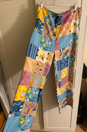 Cider Rainbow Multicolor Patchwork Print Trendy Pants thumbnail 1