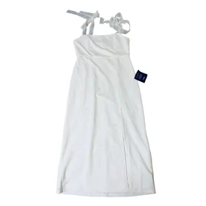 NWT Lulus Size Medium Romantic Celebration White Tie-Strap Bodycon Midi Dress thumbnail 3