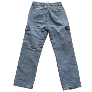 Denim Cargo Pants Utility Stretchy High Waist Wide Leg Pockets Women's Size 29 thumbnail 2