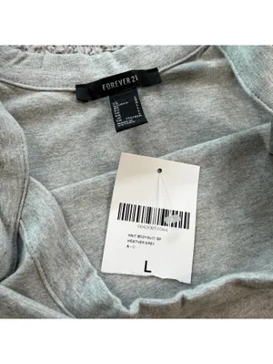 NWT Forever 21 Bodysuit L Womens Grey Knit Sleeveless Contour Sculpt Scoop Neck thumbnail 4