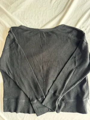 black aerie waffle knit long sleeve thumbnail 2