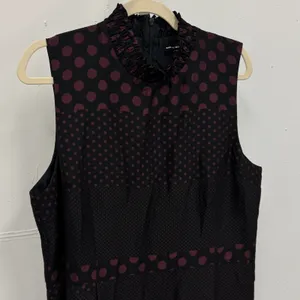 Who What Wear Dark Polka Dot Sleeveless Midi‎ Dress XXL Smocked Whimsical Retro thumbnail 4