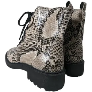 Linea Paolo Moto Boot 5.5 Snakeskin Print Lace Up‎ Ankle Boots Combat Booties thumbnail 5