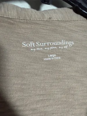 Soft Surroundings Danielle Button Tunic 3/4 Sleeve Cotton Desert Stone Size L thumbnail 6