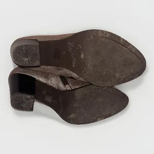 Seychelles Womens 9 Metallic Bronze Shimmer Leather Ankle Boots Block Heel‎ Zip thumbnail 7