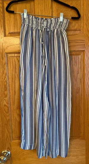Hollister Womens S Elastic Waist Ultra High Rise Pants Navy White Resort Cruise thumbnail 1