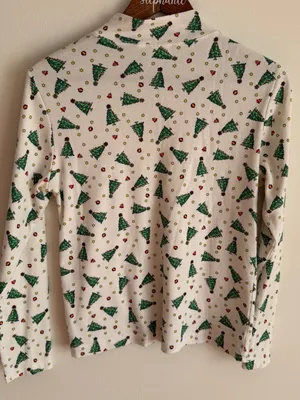 Vintage 90s Holiday Time Christmas Tree Mock Neck Top Long Sleeve Small S thumbnail 4