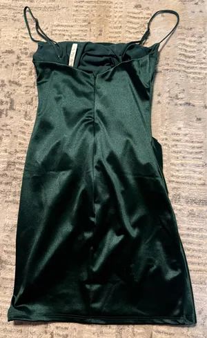 Lucy in the Sky Dress Mini Green Ruched Bodycon Forest thumbnail 1