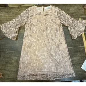 NWT Caroline Rose Size XS Bella Soiree Bell Sleeve Swing Dress ‎ $448 New Lace thumbnail 3
