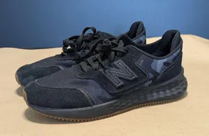 New Balance Fresh Foam X70 Sneakers Black Suede Womens 5.5 Boys 4 Camo Lace Up thumbnail 1