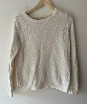 Old Navy‎ Cream Relaxed Textured Crewneck Sweater thumbnail 1