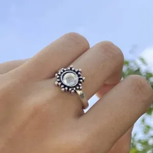 Boho Cute Gemstone Silver ring thumbnail 1