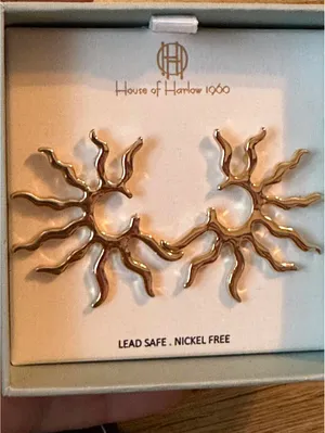House of Harlow 1960 Sunburst Gold Tone Earrings NIB thumbnail 2