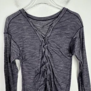 Lululemon Laced With Intent Long Sleeve Heathered Black Grape Size 2 EUC L2152 thumbnail 10