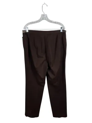 Vintage Lauren Ralph Lauren Brown Pleated Trousers Size 16 Buckle Equestrian thumbnail 2