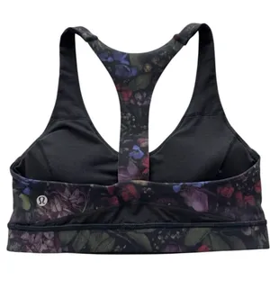 Lululemon Break Free Bra Nulux Frozen Flourish Multi / Black Size 6 thumbnail 2