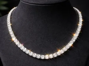 5mm Iced Out Silver Tennis Chain Necklace Unisex CZ Diamond Cuban Hip Hop Bling thumbnail 1