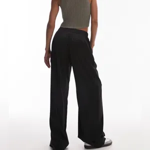 Topshop plain satin wide leg pants in black size 10 US‎ thumbnail 4