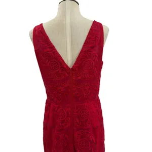 Finders Keepers‎ Spectrum Red Embroidered Midi Dress Sheath V Neck NWT Medium thumbnail 8