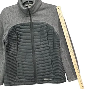 Eddie Bauer Jacket Womens S‎ Gray Black Down Fleece Puffer Insulated Full Zip thumbnail 9