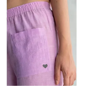 Nicobar Women's Size XS‎ Serene Pant Lilac Purple Wide Leg Gathered 100% Cotton thumbnail 5