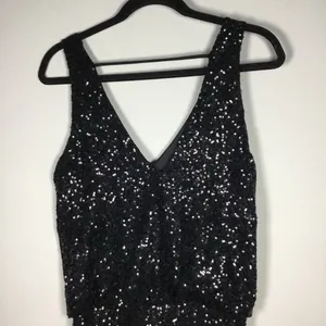 Astr Black All Over Sequin Glam Club Party‎ Concert Deep V Mini Dress S/M thumbnail 5