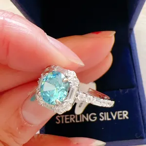 925 sterling silver blue diamond 💎 diamond ring 💍 no box thumbnail 5