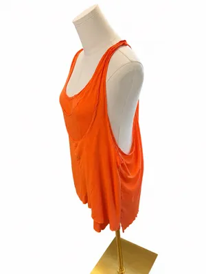 We The Free Layered Tank Top Large Orange Oversized Draped Racerback Sleeveless thumbnail 2