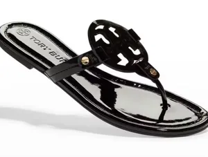 Tory Burch Miller Patent Leather Sandals SZ 8 Vacation Preppy Like New thumbnail 1