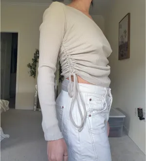 One Sleeve NA-KD Ribbed Top thumbnail 2