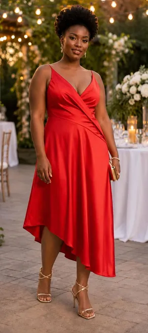 ASOS DESIGN Satin Cami Drape Midi Dress With Asymmetrical Hem Red Size 14 NWT thumbnail 1