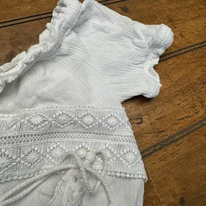 Ambiance Flowy Crochet Accents‎ Top Short Sleeve Boho Festival Blouse Size S thumbnail 5