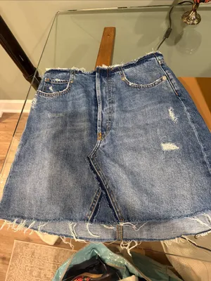 Zara mini jean denim skirt distressed premium denim collection skirt size small! thumbnail 2