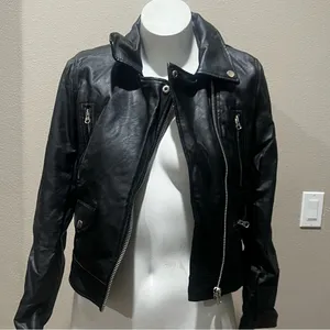 Love tree black faux leather jacket thumbnail 6