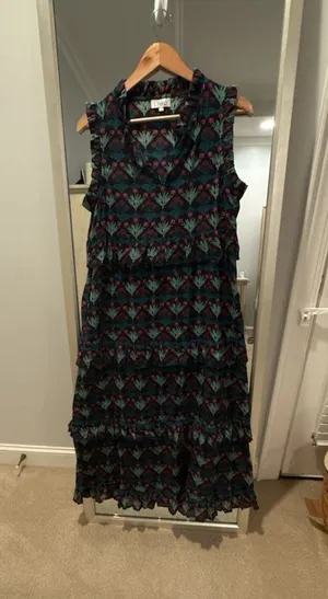 Livro Black Floral Print Sleeveless Tiered Ruffle Maxi Dress Size S thumbnail 1