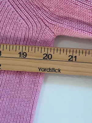 White + Warren Pink Cotton Silk Rib Trim Crew Neck Sweater Size Large thumbnail 7