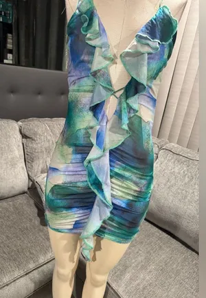 🌸AMTIOUS mesh blue mini dress ✨ thumbnail 5