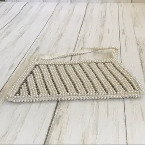 White Faux Pearl Bridal Bag Vintage thumbnail 6