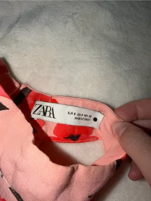 Zara Peach Halter Crop Top with Red Floral Accents thumbnail 4