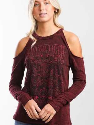 Affliction Long Sleeve Graphic Tee 'LIVE FAST' Rhinestones Y2K Grunge Mall Goth thumbnail 1