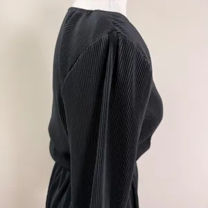 Abercrombie Black Plisse Mini Dress Long Sleeve Elastic Waist Pleated Small thumbnail 11