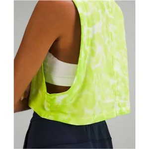 Lululemon All Yours Cropped Tank Top Lime Tie Dye Cotton Womens Size Medium thumbnail 4
