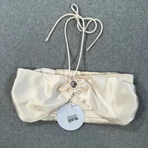 Princess Polly Odette Satin Crop Top Halter Women's Size 2 Champagne New Keyhole thumbnail 1