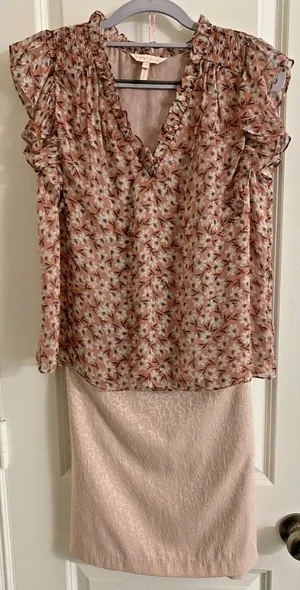 HOUSE OF‎ HARLOW Jacquard skirt in Light Pink size XL thumbnail 1