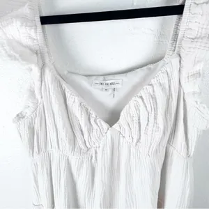 FREE THE ROSES 100% Cotton White Gauzy Tiered Lined Pockets Midi Dress Medium thumbnail 9