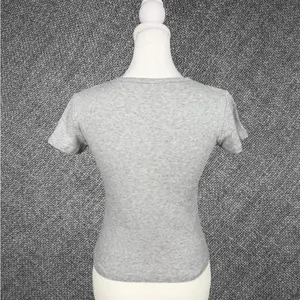 Light Gray Cotton V-Neck T-Shirt thumbnail 7